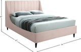 Eva Velvet Contemporary Bed with Wingback Headboard, Deep Tufting & Stylish Black Wood Legs