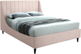 Eva Velvet Contemporary Bed with Wingback Headboard, Deep Tufting & Stylish Black Wood Legs