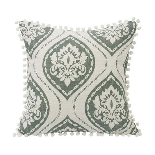 Belmont Graphic Print Throw Pillow w/ Pom Trim
