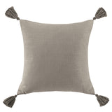 Square Washed Linen Tassel Pillow