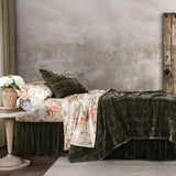 Stella Faux Silk Velvet Double Box Stitch Quilt Set
