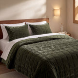 Stella Faux Silk Velvet Double Box Stitch Quilt Set