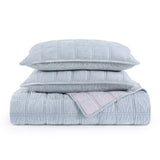 Stella Faux Silk Velvet Double Box Stitch Quilt Set