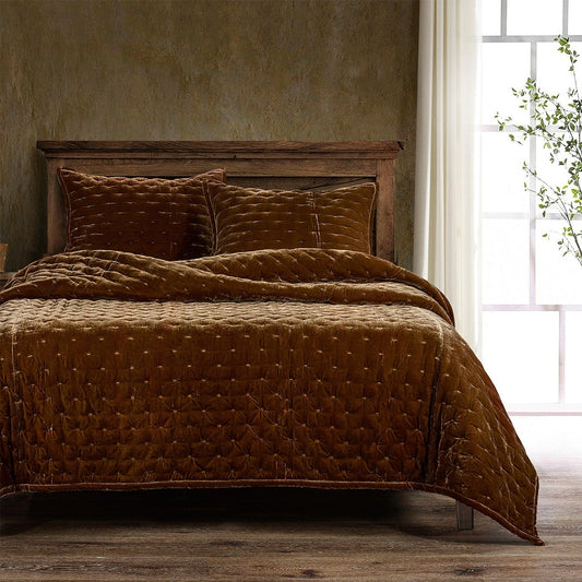 Stella Faux Silk Velvet Pintuck Quilt