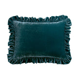 Stella Faux Silk Velvet Ruffled Oblong Pillow
