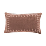 Stella Faux Silk Velvet Embroidered Lumbar Pillow