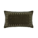 Stella Faux Silk Velvet Embroidered Lumbar Pillow