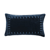 Stella Faux Silk Velvet Embroidered Lumbar Pillow