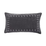 Stella Faux Silk Velvet Embroidered Lumbar Pillow