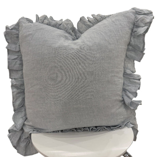 100% French Flax Linen Ruffled Euro Sham
