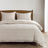 100% French Flax Linen Variegated Stripe Duvet Cover Set, Natural