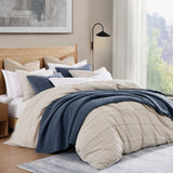 100% French Flax Linen Variegated Stripe Duvet Cover Set, Natural