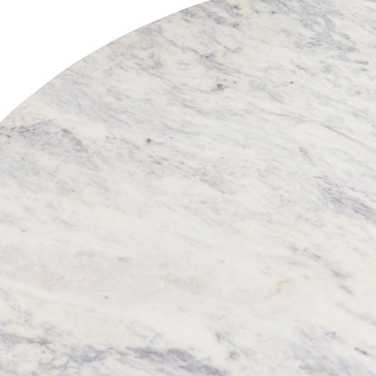 Barcelona 54" Round Dining Table with White Marble and Reclaimed Wood Legs