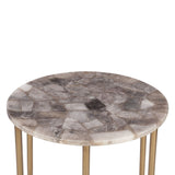 Calico 24" Side Table in Smoky Quartz with Iron Base