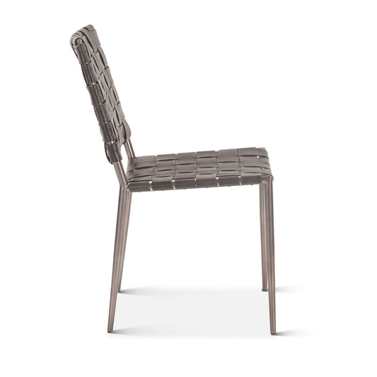 Copenhagen 18" Dining Chair in Black Buffalo Leather and Iron