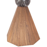 Eiffel 54" Round Dining in Antique Teakwood and Marble Round