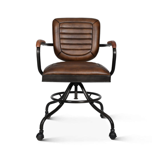 Essex Oden 24" Desk Chair in Antique Whiskey Top Grain Leather