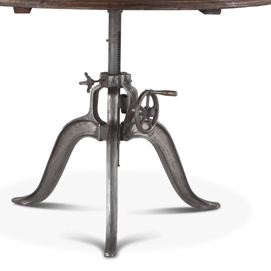 Industrial Loft 48" Adjustable Round Dining Table in Weathered Teak