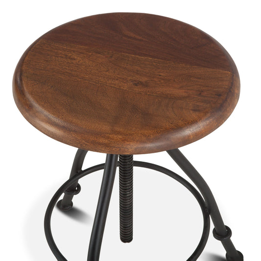 Industrial Loft 13" Adjustable Stool in Walnut