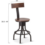 Industrial Modern 15" Adjustable Stool in Walnut