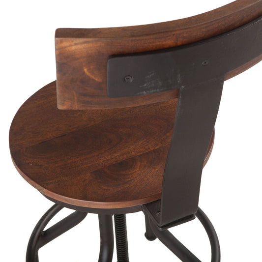 Industrial Modern 15" Adjustable Stool in Walnut