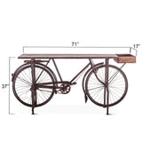 Industrial Teak 71" Bicycle Console Table in Walnut