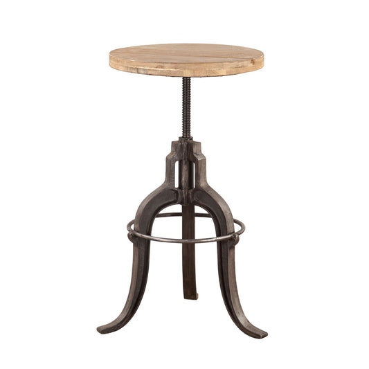 Industrial Teak 16" Adjustable Stool in Oiled Teak Reclaimed Wood