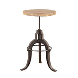Industrial Teak 16" Adjustable Stool in Oiled Teak Reclaimed Wood