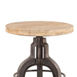 Industrial Teak 16" Adjustable Stool in Oiled Teak Reclaimed Wood