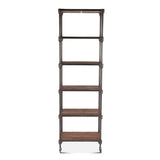 Industrial Teak 80" Wheeled Bookshelf in Natural Reclaimed Wood