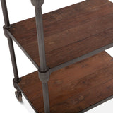 Industrial Teak 80" Wheeled Bookshelf in Natural Reclaimed Wood