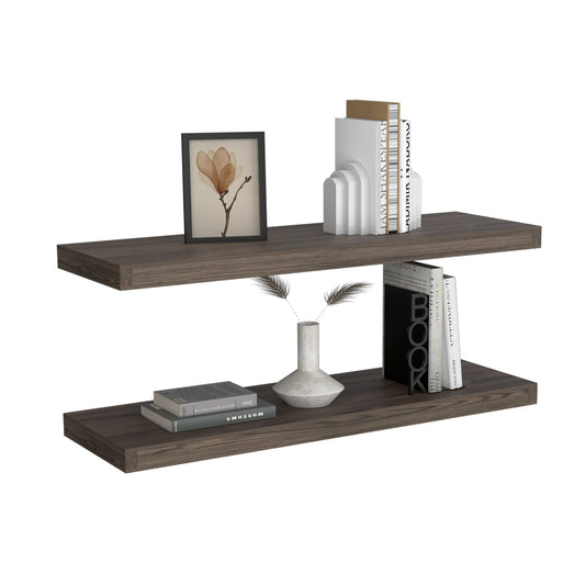 TUHOME Ecco 31.5-Inch Floating Shelves Set of Two with Hidden Brackets, Modern Wall-Mounted Shelves for Bedroom, Bathroom or Living Room Décor, Minimalist Display and Storage Solution for Books, Photos and Accessories