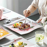 Flora Marble Pink 30 Piece Dinnerware Set