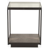 Moab 18" Side Table with Glass Top in Oxidized Black