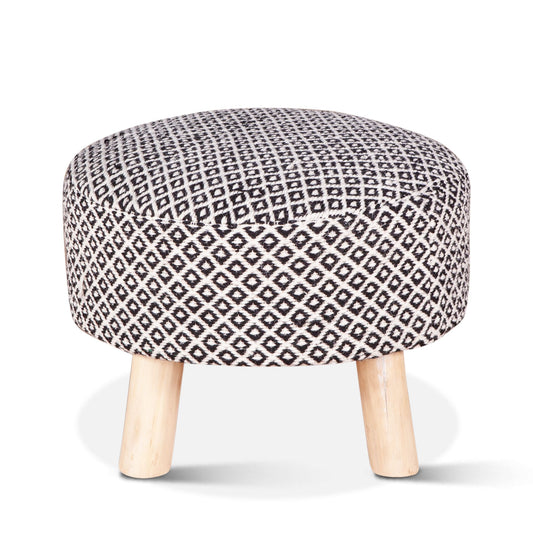 Marrakech 24" Upholstered Accent Stool in Handloom Durry
