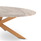 Malibu 90" Oval Dining Table in Sawar Marble with Antique Gold Base