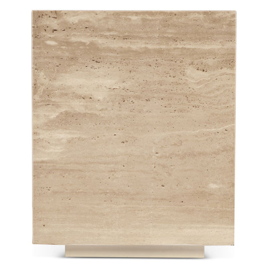 Nile 18" Drum Side Table in Travertine Stone