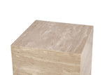 Nile 18" Drum Side Table in Travertine Stone