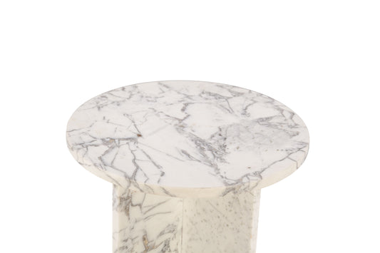 Nile 20" Side Table in Alabaster Marble