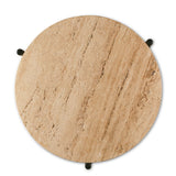 Nola 18" Side Table Table in Travertine Stone and Iron