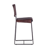 New York 17" Counter Chair in Chocolate Top Grain Leather and Iron