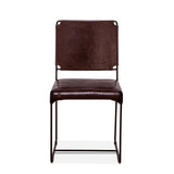 New York 18" Dining Chair in Chocolate Leather and Iron