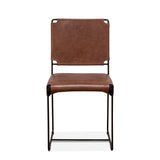 New York 18" Dining Chair in Tobacco Leather and Iron