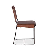 New York 18" Dining Chair in Tobacco Leather and Iron