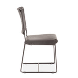 New York 18" Dining Chair in Black Buffalo Leather and Iron