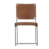 New York 18" Dining Chair in Brown Buffalo Leather and Iron