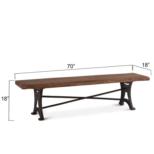 Organic Forge 70" Bench in Raw Walnut