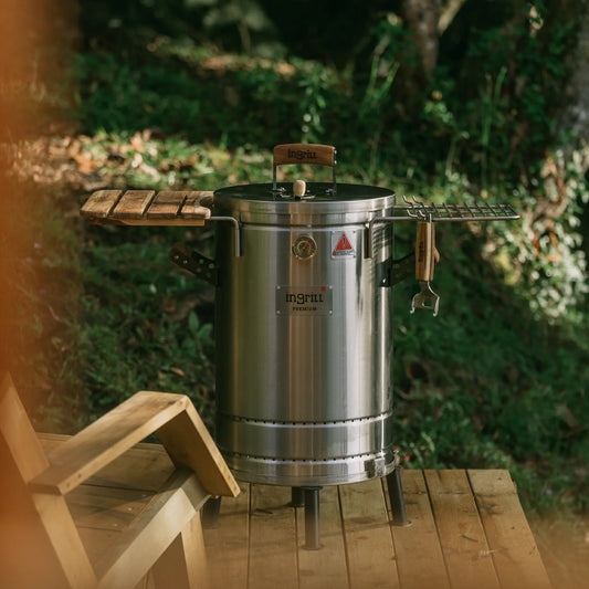 3-in-1 Stainless Steel Smoker Barrel Grill – Portable Charcoal BBQ with Thermometer, Outdoor Cooking Smoker for Camping, Backyard & Home BBQ INGRILL
