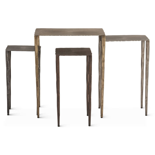Reno Nesting Side Tables in Acid Etched Detail, Set of 4