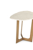 Reno 24" Side Table in White Marble and Antique Brass Base